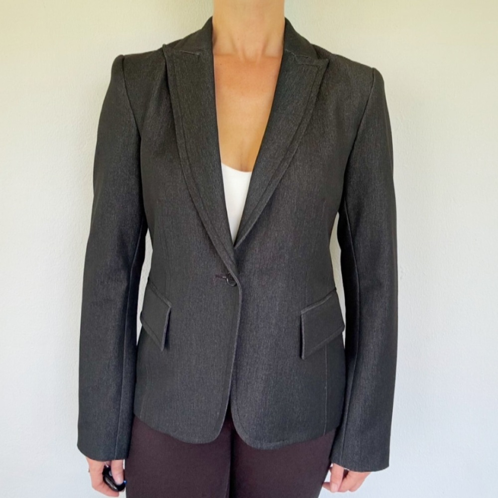 Centre Ville Paris gray single button professional blazer jacket size medium
